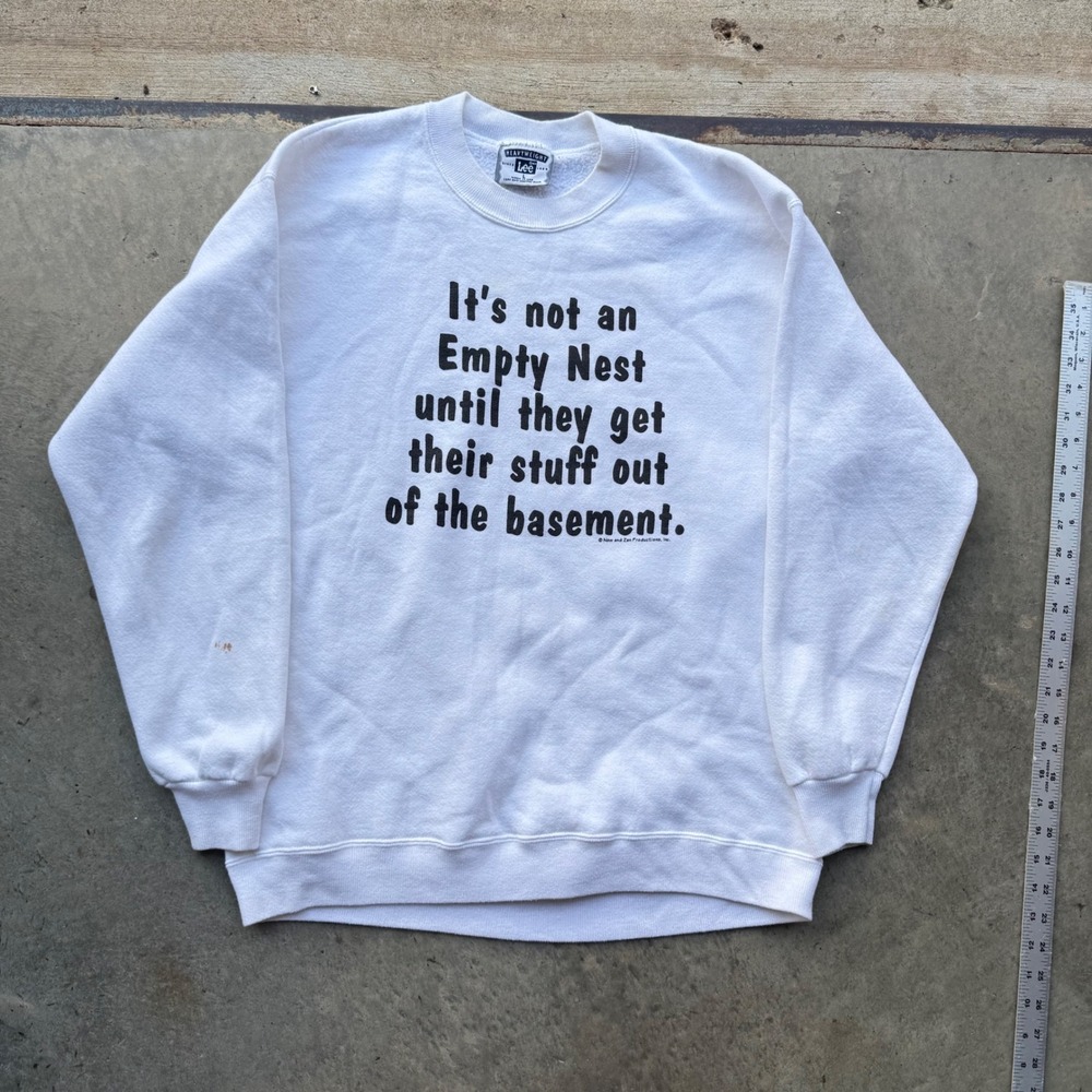 Vintage Lee Heavyweight Empty Nest Humor Sweatshirt White Made in USA Large